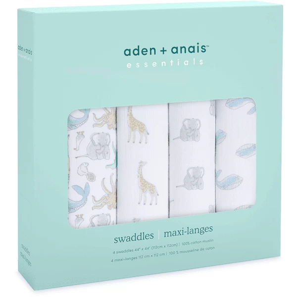 Aden + Anais™ Essential S Pucktuch Natural History 4-pack - Afbeelding 2