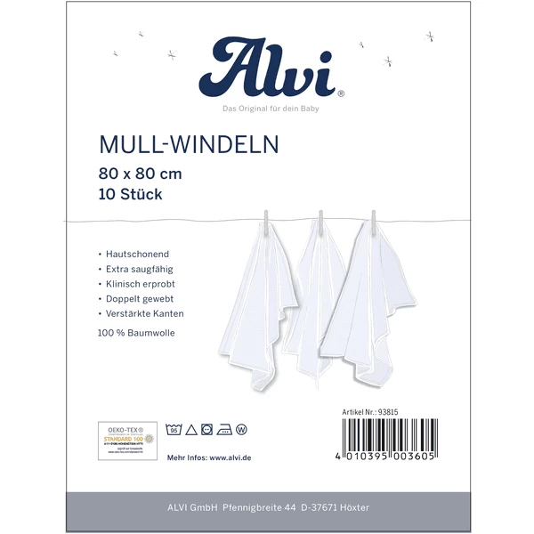 Alvi ® Gaasluiers Pak Van 10 Witte 80 X 80 Cm - Afbeelding 3