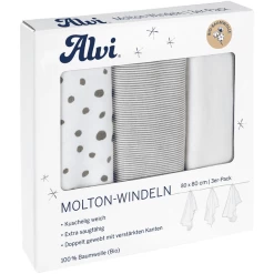 Alvi ® Molton Luiers 3-pack Aqua Dot 80 X 80 Cm