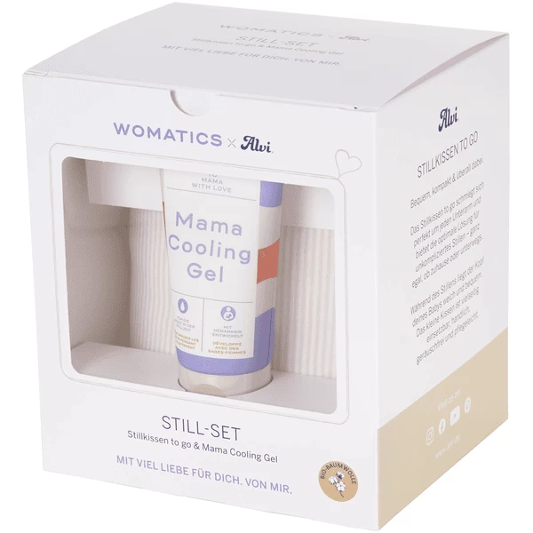 Alvi ®x Womatics Borstvoedingsset: Borstvoedingskussen To Go & Mama Cooling Gel