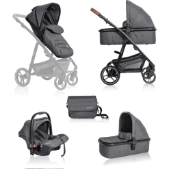 BabyGO Combi Kinderwagen Simple X Air 3 In 1 Grey Melange