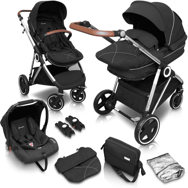 BabyGO Combi Wandelwagen Halime 3 In 1 Anthracite Silver