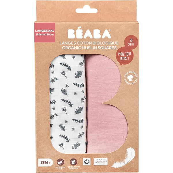 BEABA ® Set Van 2 Burp Doeken Mirage Altosa/Bloemenveld 120 X 120 Cm - Afbeelding 2