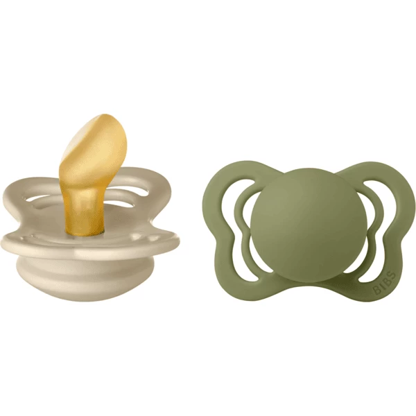 BIBS Fopspeen Couture Olive / Vanille Latex 0-6 Maanden, 2 Stuks.