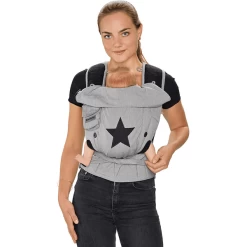 Hoppediz Draagzak Bondolino Plus Popeline One Size Grijs Met Sterren