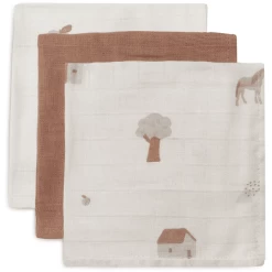 Jollein Burp Cloth Muslin 3-Pack Boerderij