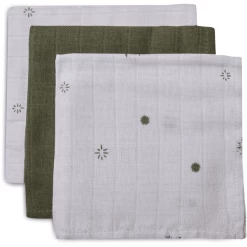 Jollein Burp Cloth Muslin 3-Pack Stargaze Leaf Green