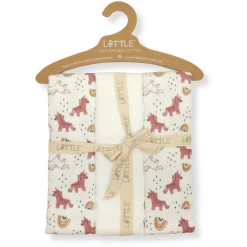 LITTLE Molleton Doekjes 3-Pack Regenboog White