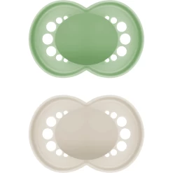 MAM Fopspeen Original Pure Silicone, 2st, Groen/beige, 16+ Maanden