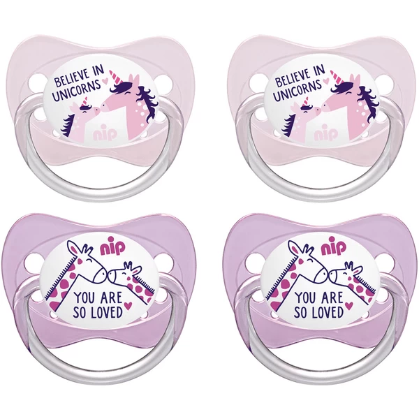 Nip Dummy Family Maat 2 Latex Unico RN En Giraffe 4 Stuks