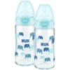 NUK Glazen Fles First Choice ⁺ Vanaf De Geboorte 240 Ml, Temperatuur Control In Een Dubbele Verpakking Blauw