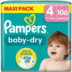 PampersĀ® Pampers Baby-Dry Luiers, Maat 4, 9-14kg, Maxi Pack (1 X 106 Luiers)