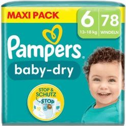 PampersĀ® Pampers Baby-Dry Luiers, Maat 6, 13-18 Kg, Maxi Pack (1 X 78 Luiers)