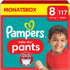 Pampers® Pampers Baby-Dry Pants, Maat 8 Extra Large , 19kg+, Maandbox (1 X 117 Luiers)
