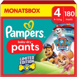 PampersĀ® Pampers Baby-Dry Pants Paw Patrol, Maat 4 Maxi, 9-15kg, Maandbox (1 X 180 Luiers