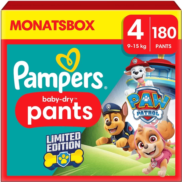Pampers® Pampers Baby-Dry Pants Paw Patrol, Maat 4 Maxi, 9-15kg, Maandbox (1 X 180 Luiers