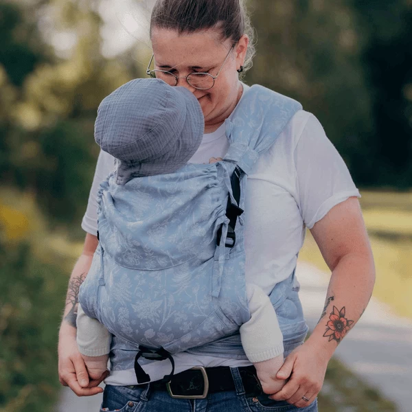 SCHMUSEWOLKE Draagzak Half Buckle Fleur Provence Linnen - Afbeelding 2